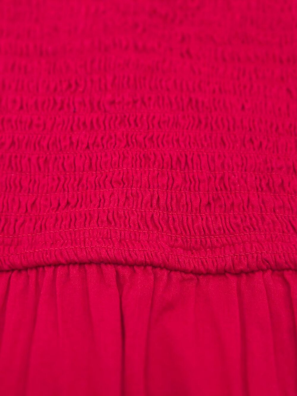 Monoprix Red Smocked Midi Dress NWOT lined - Picture 7 of 11